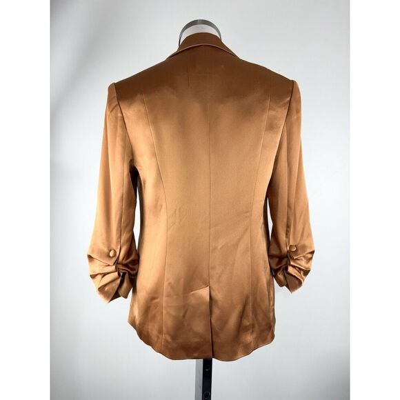 Cinq A Sept Khloe 3/4 Ruched Sleeve Blazer In Yellow Size 2 Dark Marigold - Picture 4 of 6